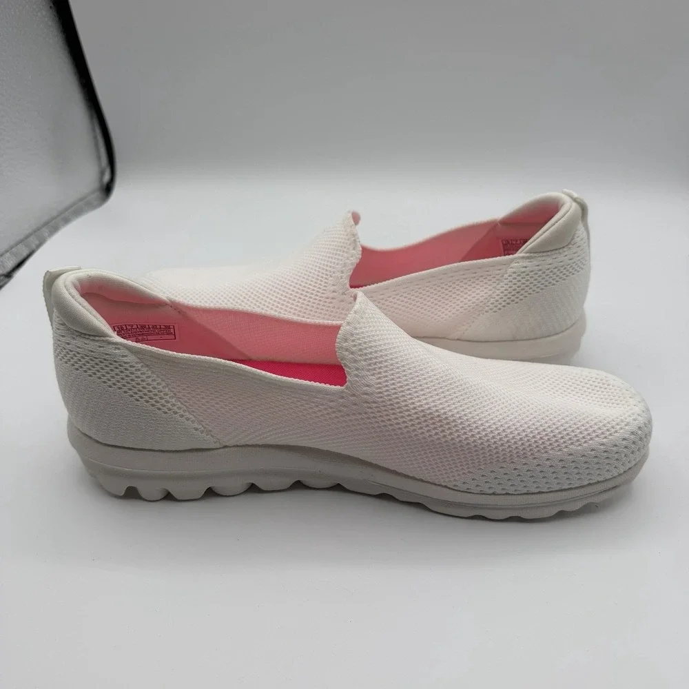 Skechers Go Walk Massage Fit Seascape Shoes‎ Womens Sz 10 White Slip On Loafers